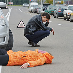 Man in street with Pedestrian Accident