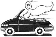 Phantom driving a car cartoon image